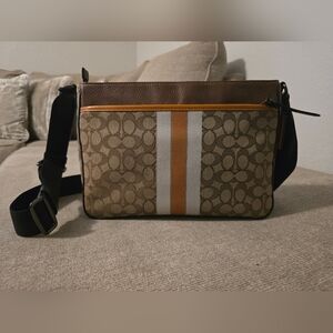 Thompson Crossbody In Signature Jacquard With Varsity Stripe